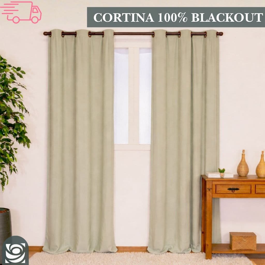 Cortina Blackout PVC corta 100 % a luz 2,80 m x 2,30 m
