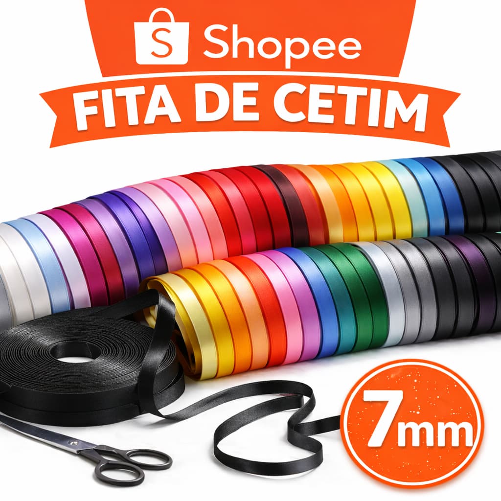 Fita de Cetim 7mm Poliester com 100m
