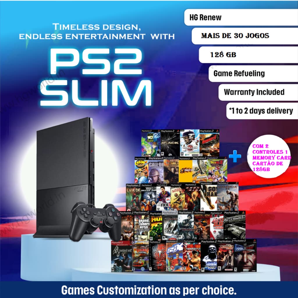 PlayStation 2 Slim rodando só no OPL com HD d 320GB ,2 controles novos,memory Card