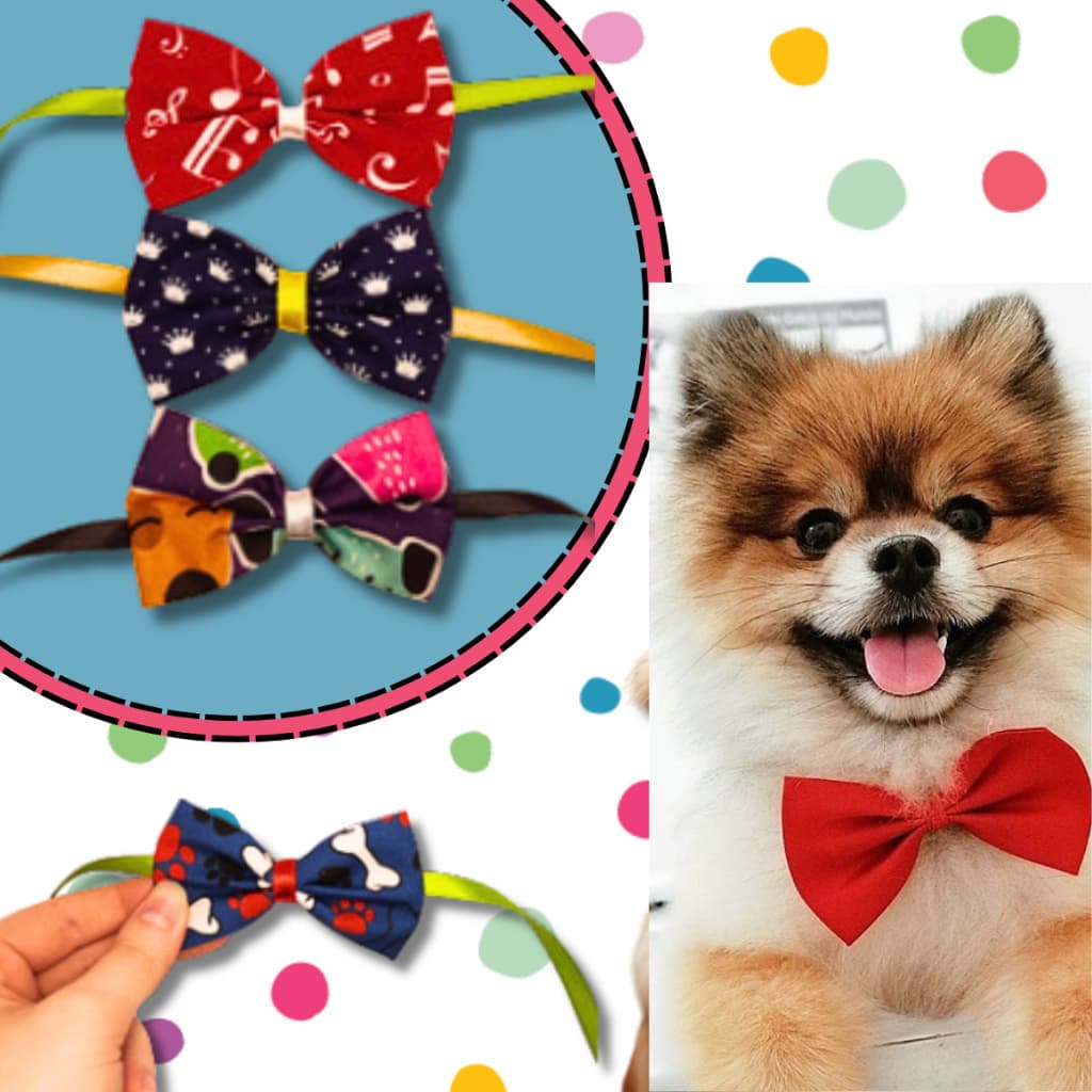 Kit Com 20 Gravata Borboleta Pet Ajustável em Tecido – Cores Sortidas | Acessório Estiloso para Cães e Gatos