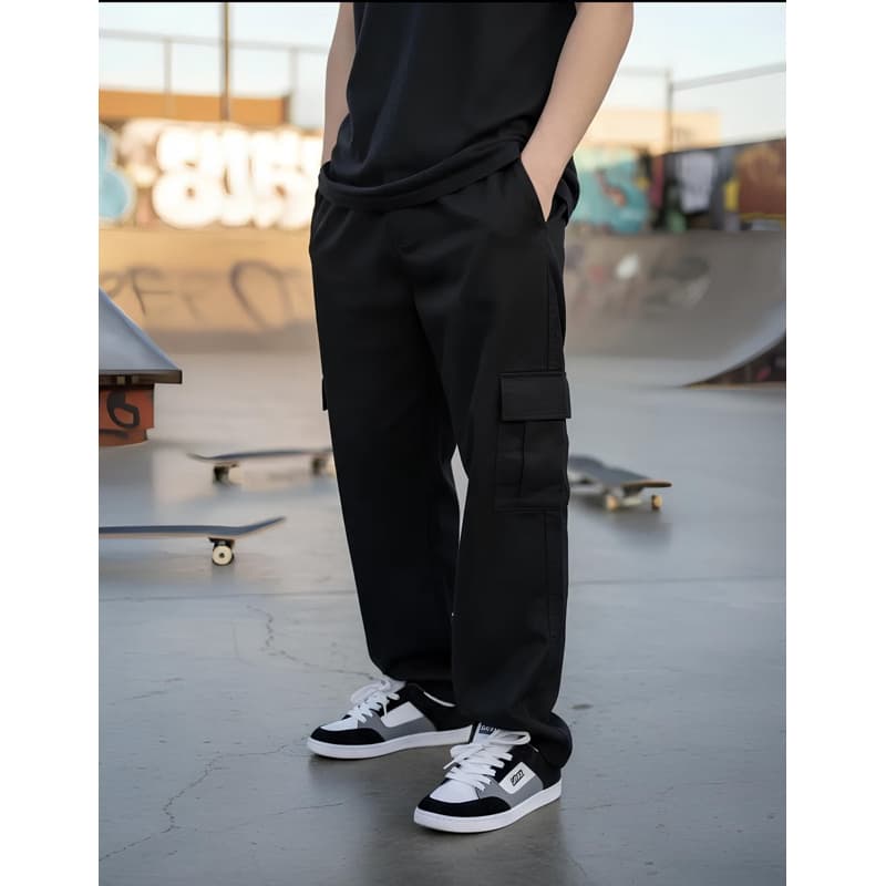 Calça Cargo Unissex Sarja – Preta, Caqui, Marrom e Bege, Estilo Skate com Elástico Streetwear