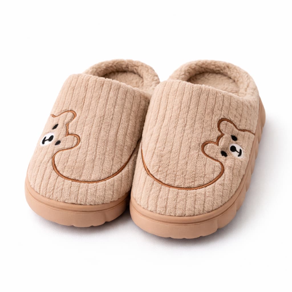 Pantufa Canelada Solado Emborrachado Nuvem Ursinho CV-104