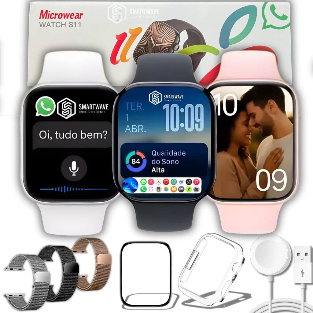 Relógio Smartwatch S11 Série 11 Tela AMOLED 2.02" HD GPS Monitor Saúde Esportivo 46mm