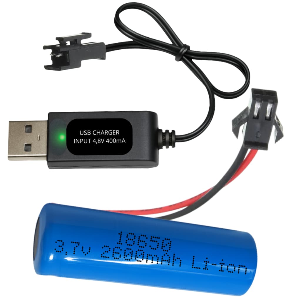 Kit Carregador Com Bateria 2600mAh 3.7v 18650 P/ Projetos Carrinhos DC Caixas de som