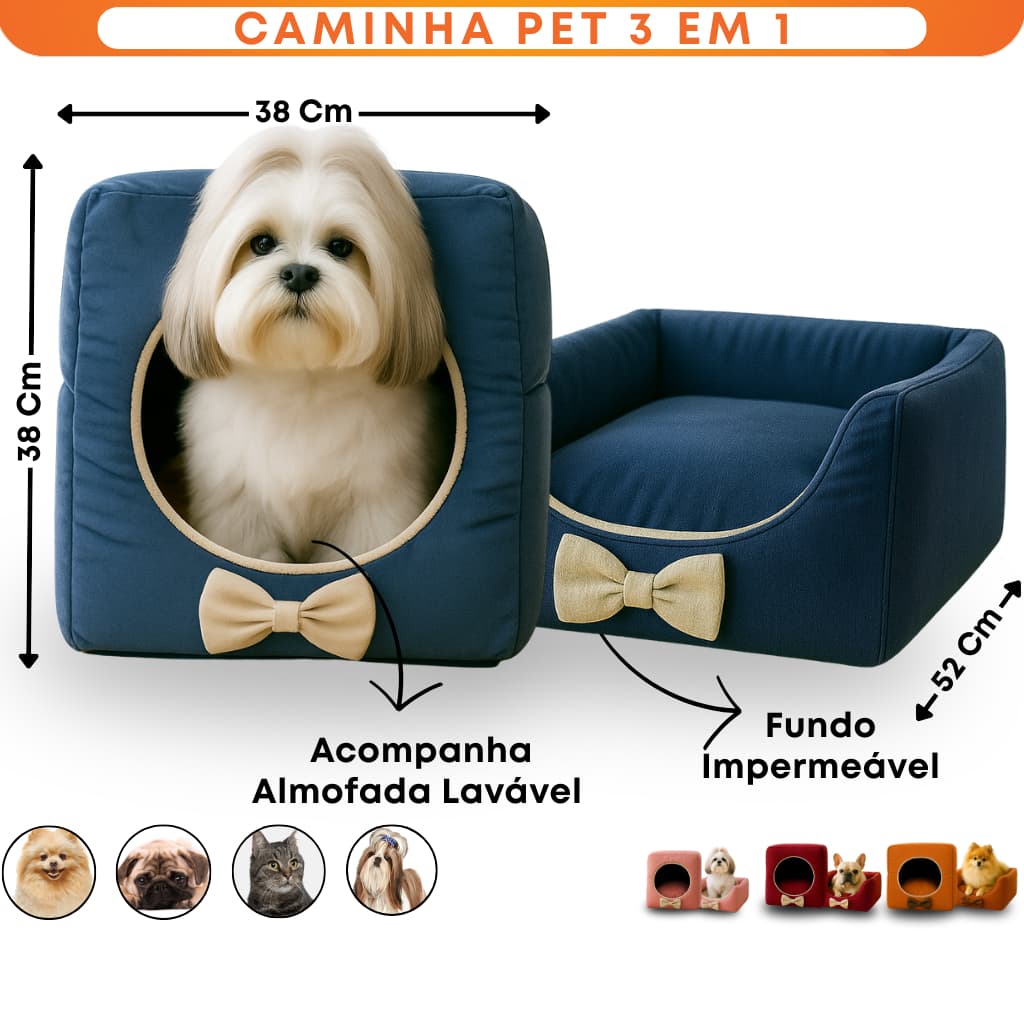 Cama Toca Iglu Pet 3x1 Suede Caminha Gato Cachorro Coelho Pequeno Grande Médio Porte Frete Gratis