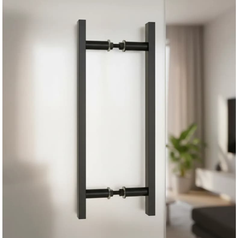 Puxador Plano Para Portas De Vidro ou Madeira Preto Fosco