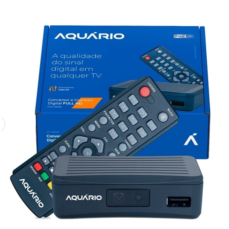 Conversor Digital e gravador Aquario Full Hd Compacto Dtv-4000s Preto 110v/220v (bivolt)