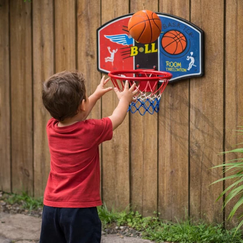 KIT Bola de Basquete com Cesta Aro Bomba de Ar e Tabela Basqueteira Rede Brinquedo e Jogo Infantil