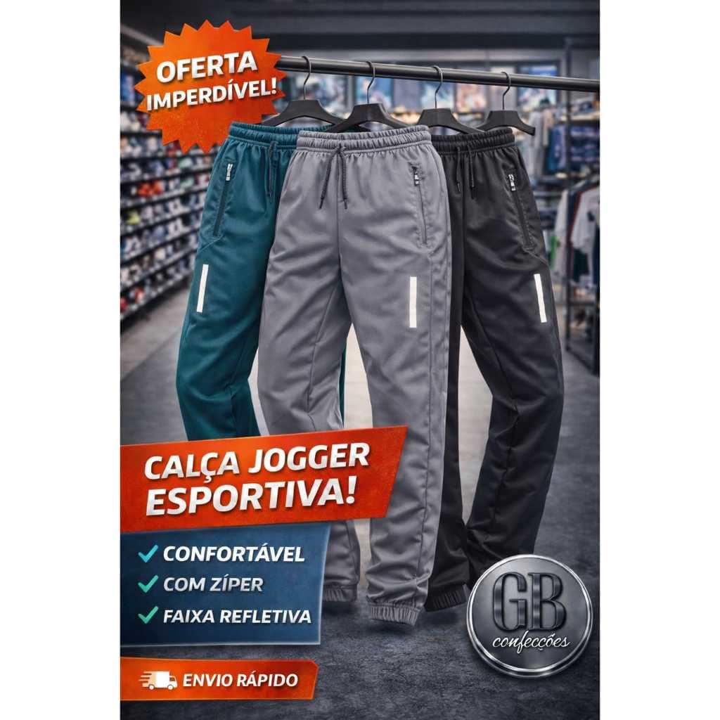 Kit 2 Calças Chimpa Masculina Bolsos Com Ziper Esportiva Corrida Academia Calça Forrada