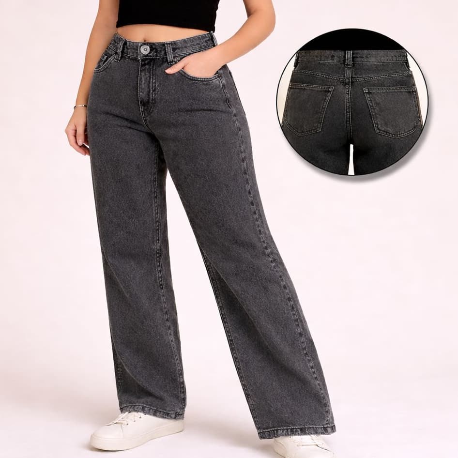 Calça Infantil  Wide Leg Black Marmorizada Jeans Feminina 06 ao 16 anos PREMIUM