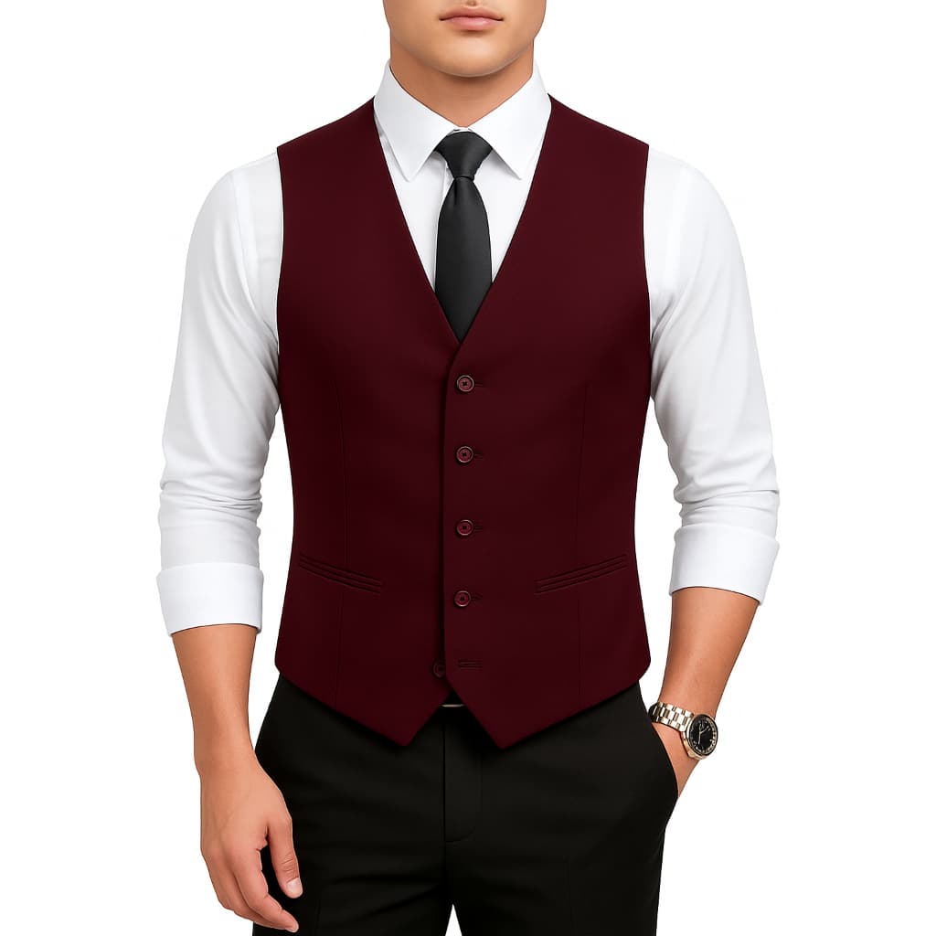 Colete Masculino Slim Oxford Premium Vinho Bordo com Desconto Exclusivo - Garanta o Seu!