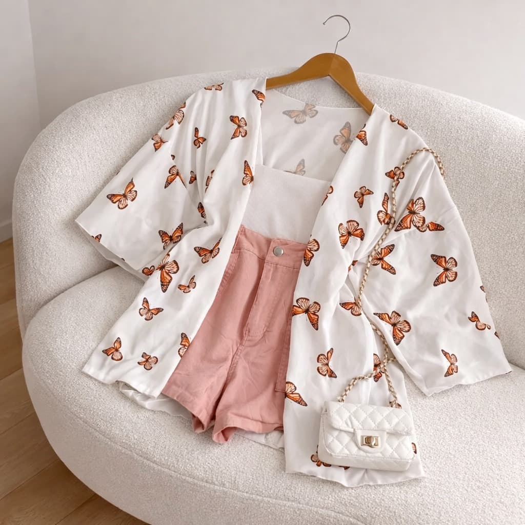 Kimono Borboleta fresquinho para o verão