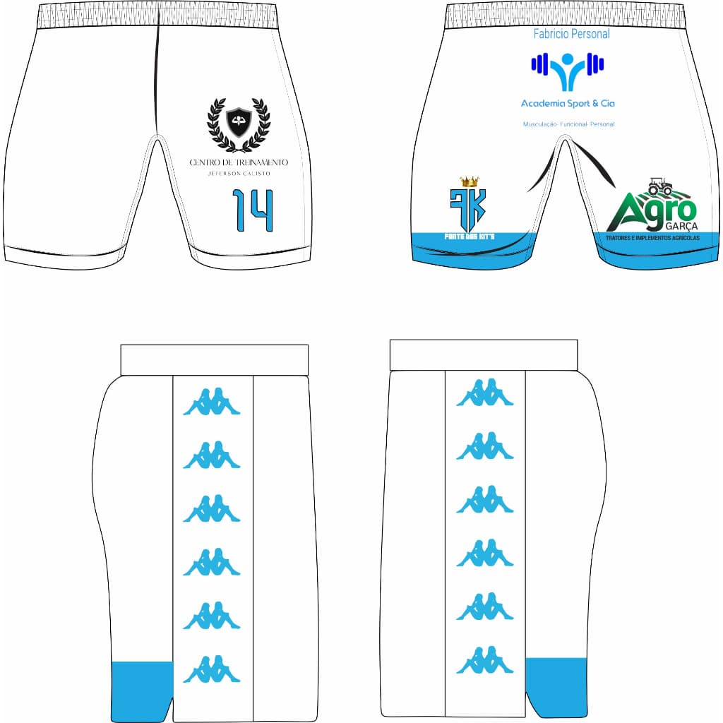 short totalmente personalisado tecido dryfit