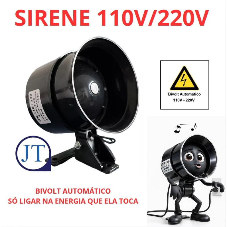 SIRENE BIVOLT 6 TONS 110V OU 220V  ( SÓ LIGAR NA ENERGIA SEM FONTE )