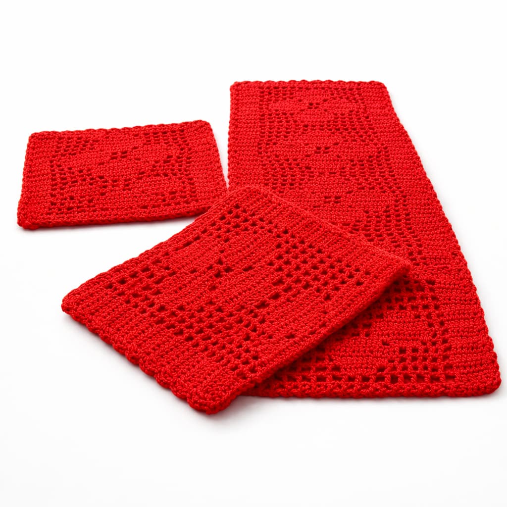 Jogo de Tapete de Crochê para Cozinha 3 Peças 100% Algodão Artesanal Lavável - Martins & Rodrigues