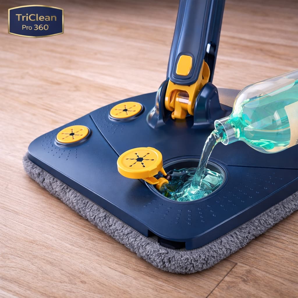 Mop Limpeza Giratorio 360 Grau Base Triangular Alto Alcance Facil Uso Resistente