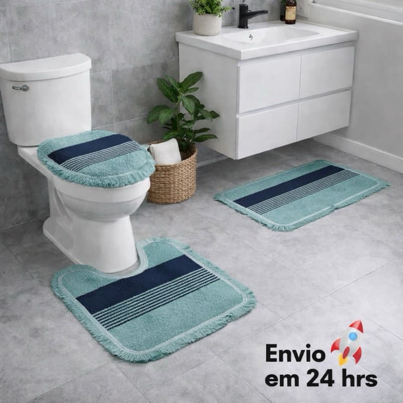 Kit Jogo de Banheiro 3 Peças Várias Cores 100% Algodão