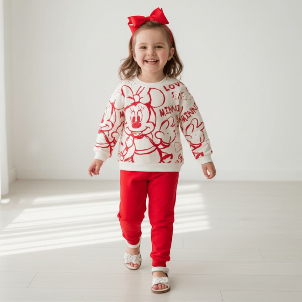 Moletom Menina Vermelho Flanelado Quente Inverno Casaco Calça Infantil Agasalho  Roupa Frio