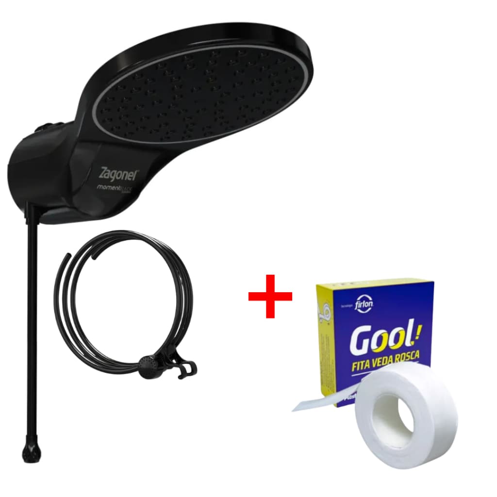 DUCHA CHUVEIRO ELETRONICA MOMENT BLACK ULTRA 220V 7500W + VEDA ROSCA ZAGONEL