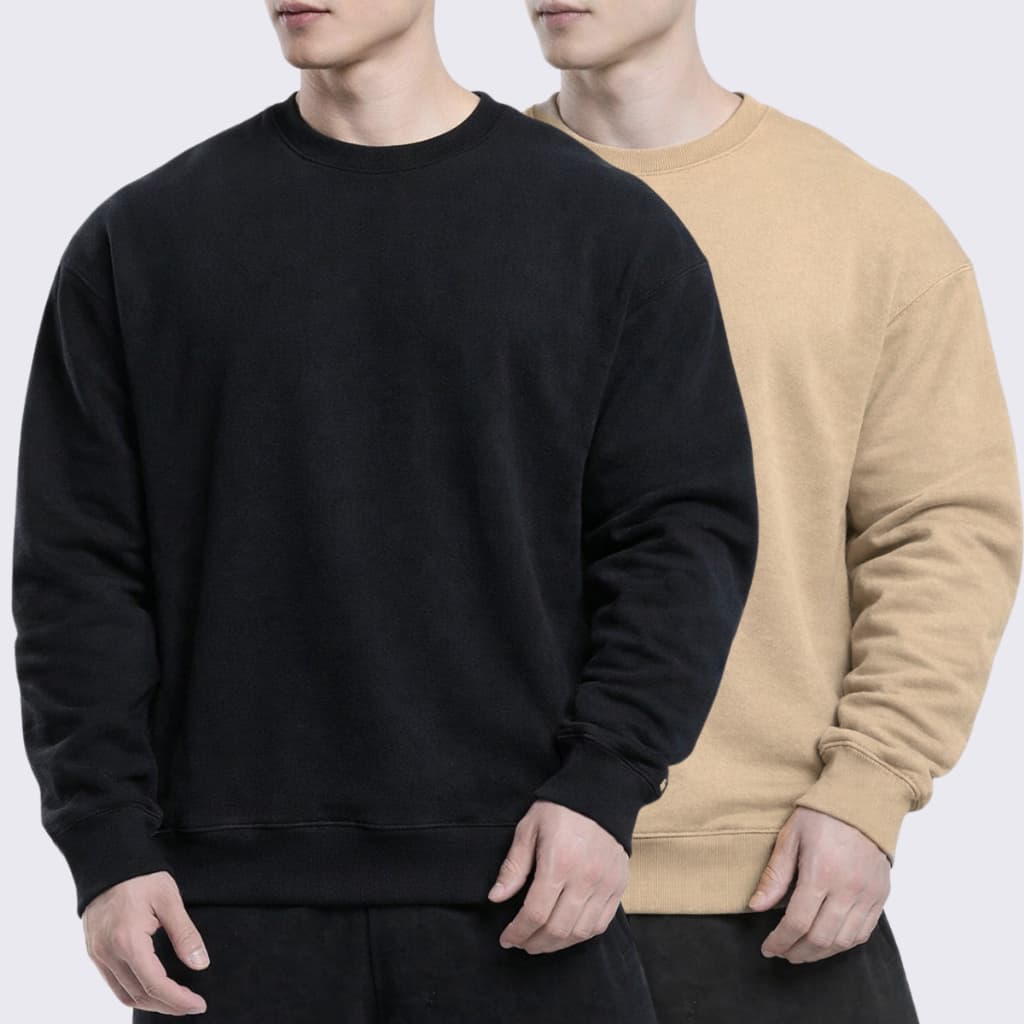 Kit 2 Moletom Unissex Gola Redonda Liso Blusa De Frio Gola Careca Casaco Básico Flanelado Algodão