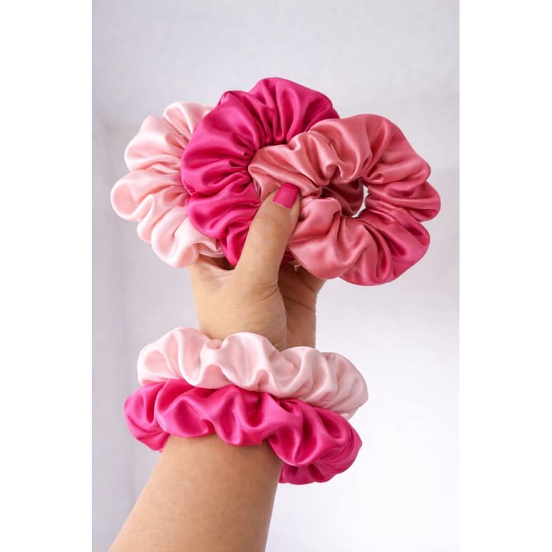 5 scrunchies cetim elastano / antifrizz - cabelos lindos - não arrebenta os fios.