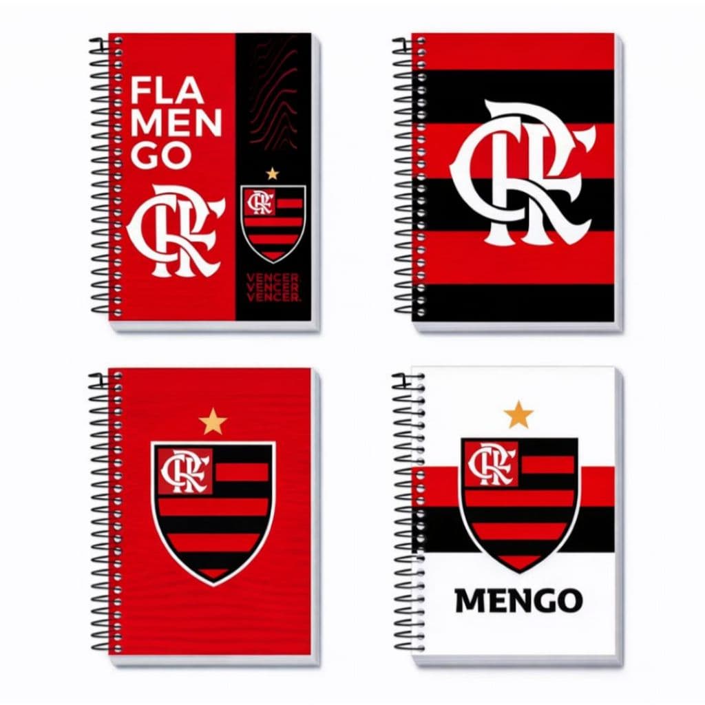 Kit 4 Capa Adesiva Para caderno escolar flamengo