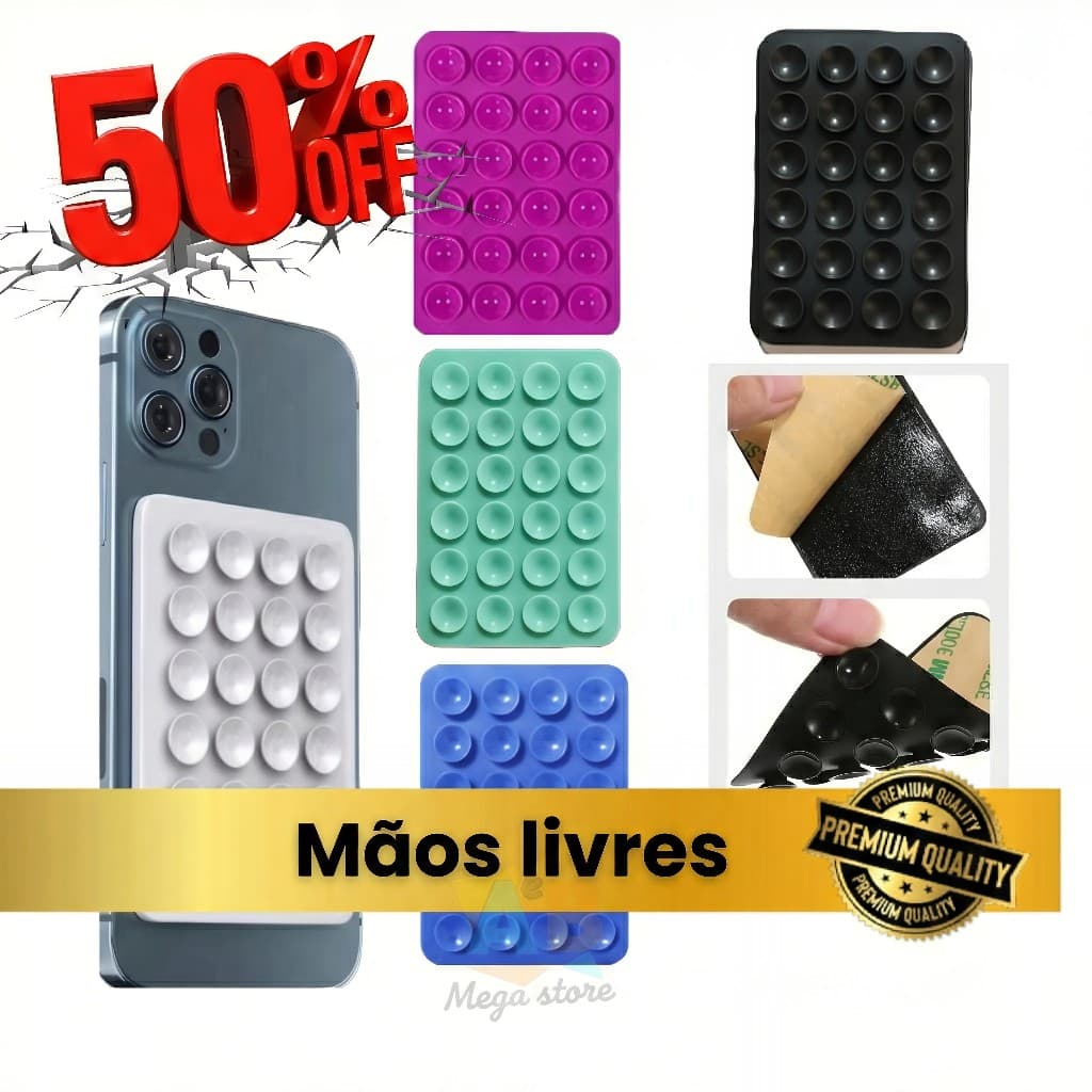 Suporte ventosa de silicone p/ capa celular c alta fixação segurança máxima ideal para gravar vídeos