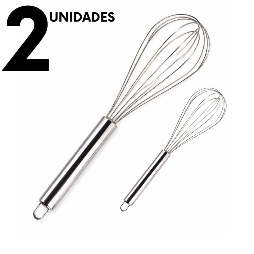 Batedor de Ovos Manual Inox Resistente 28,5cm Fouet Profissional Mistura Rápida Uniforme Cozinha
