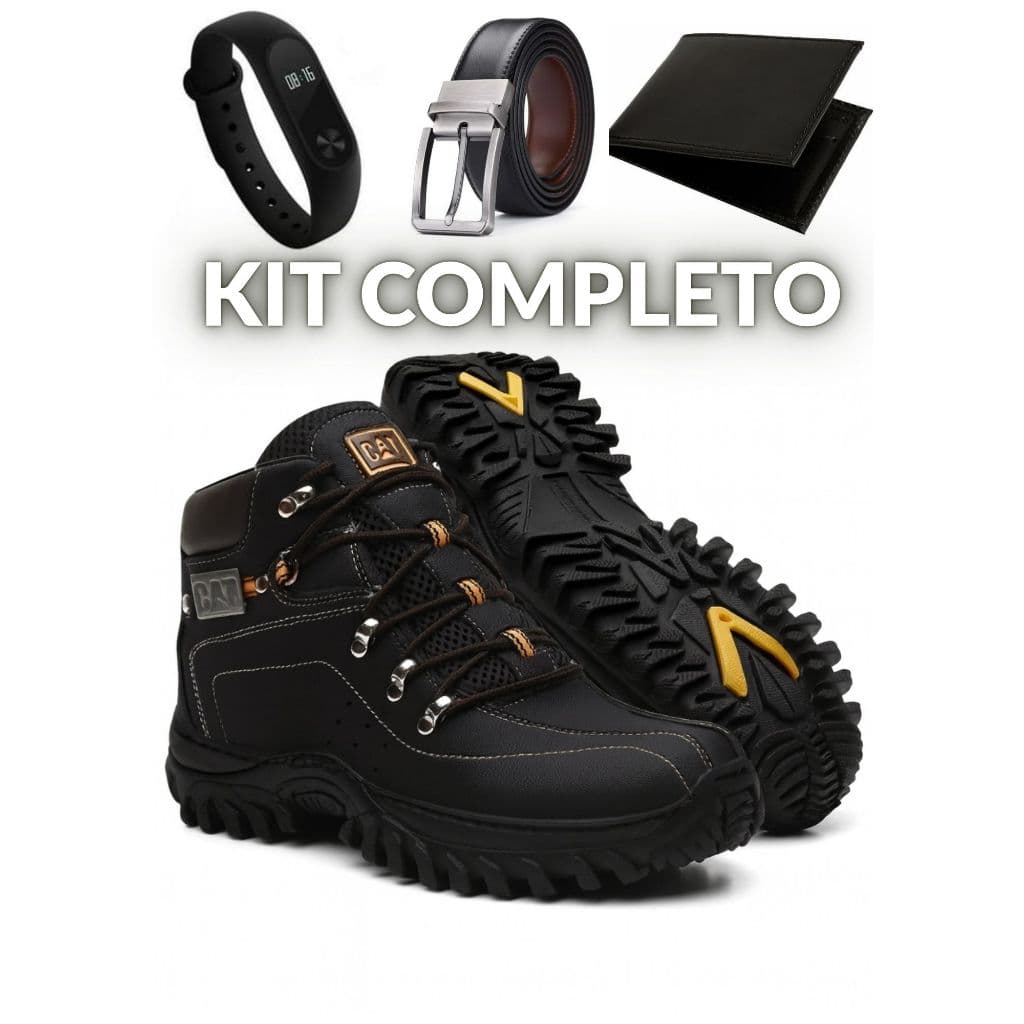Bota Masculina Caterpillar Reforçada + Cinto + Carteira + Relogio.