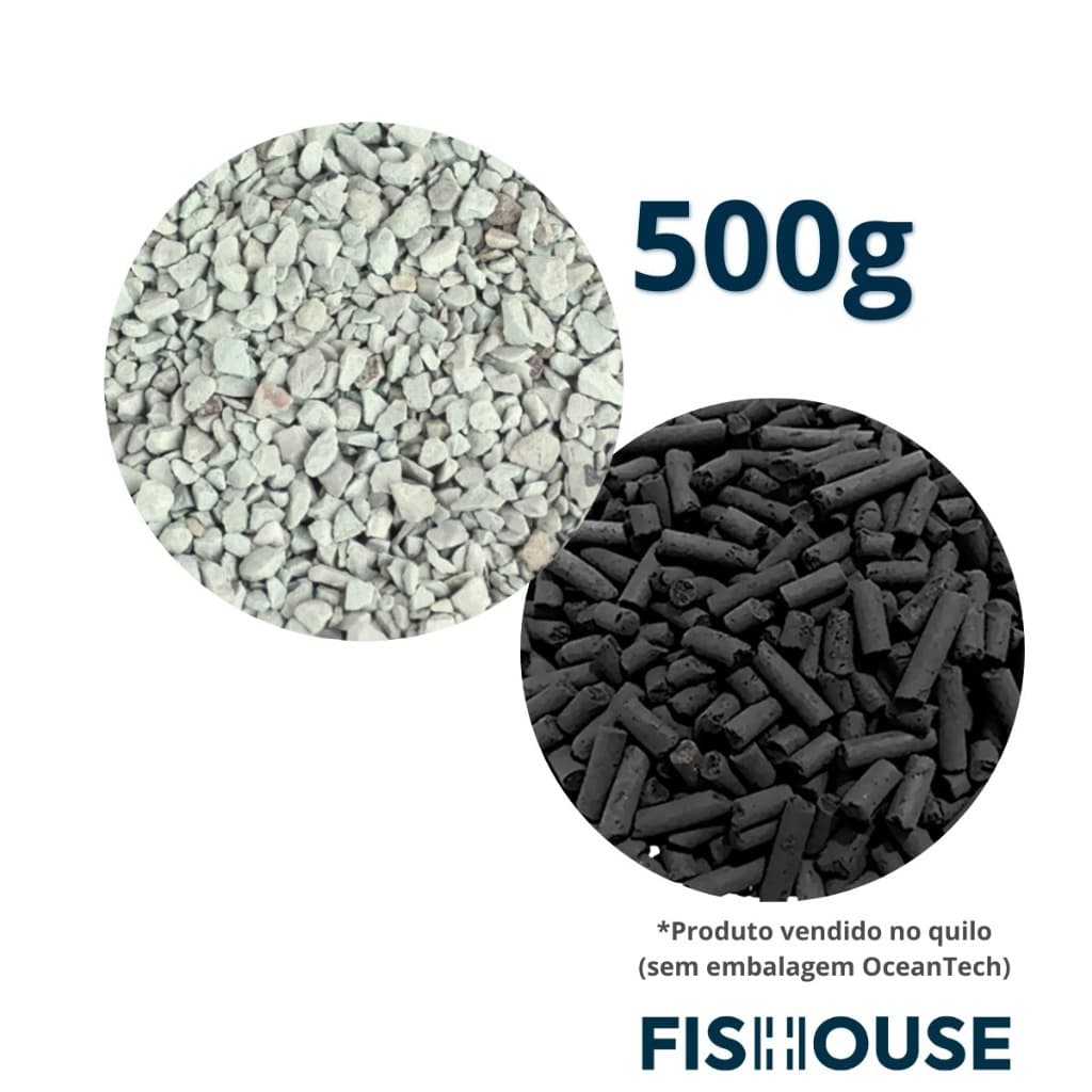 Mídia Biológica Zeolite 250g + 250g Carvão Ativado Peletizado Fish House