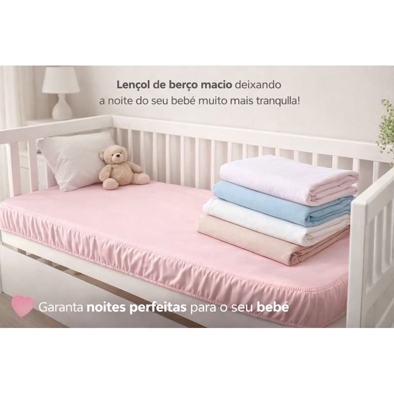 Kit 3 Lençol Bebê Berço Americano 130x70cm Avulso Microfibra com Elástico