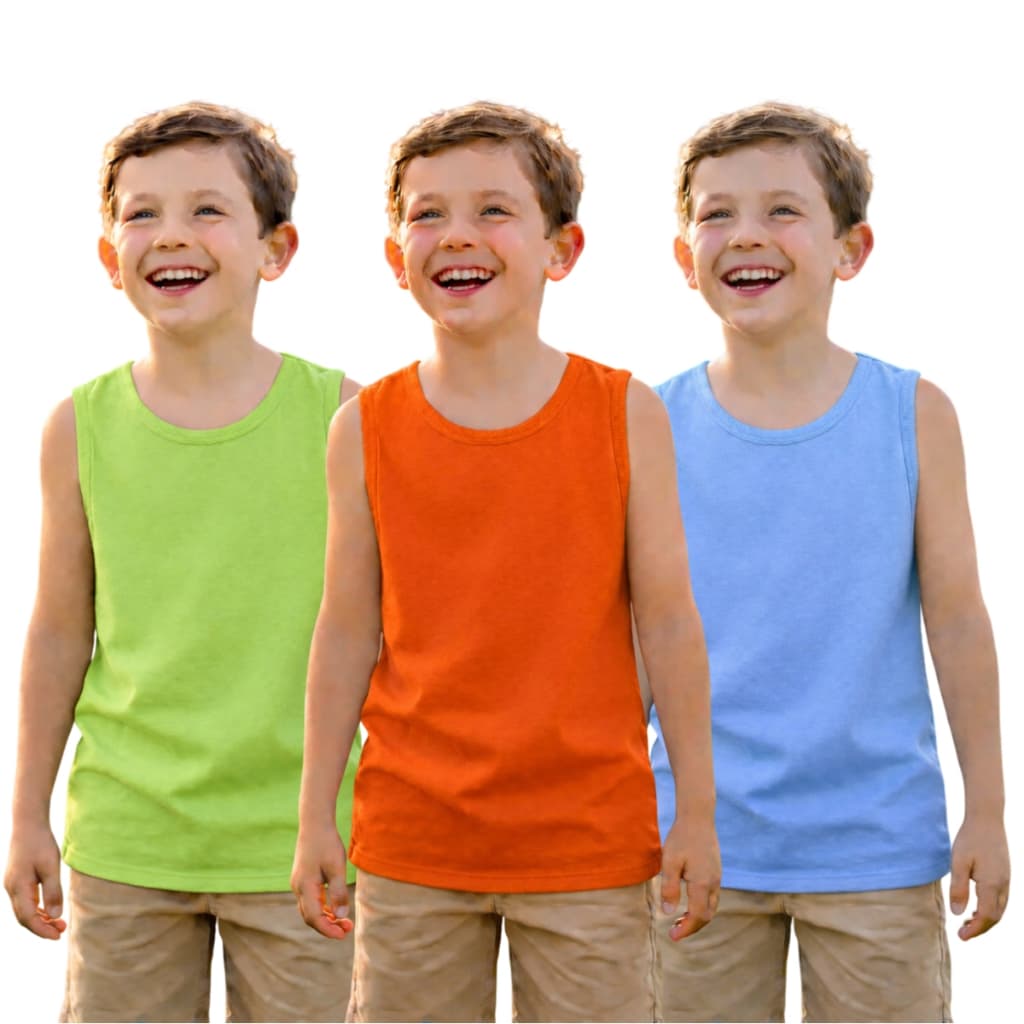 Kit 5 Regatas Infantil Masculina Lisas 100% Algodão Menino 2 à 8 Anos