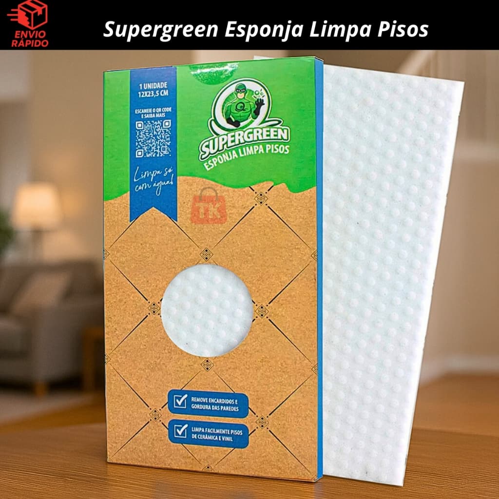 Esponja Mágica Limpa Pisos Ákora Supergreen – Limpeza Profunda em Pisos, Paredes e Azulejos