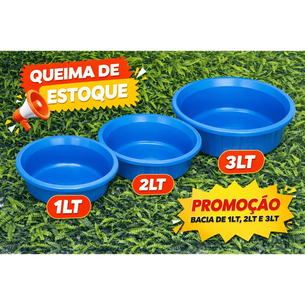 Kit 3 Bacias 1L 2L 3L – Plástico Reforçado Alta Qualidade Multiuso