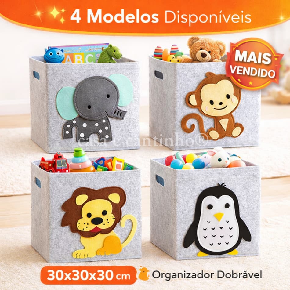 Cesta Infantil Organizador Feltro Decorativo Multiuso para Quarto Infantil e Bebê Roupa