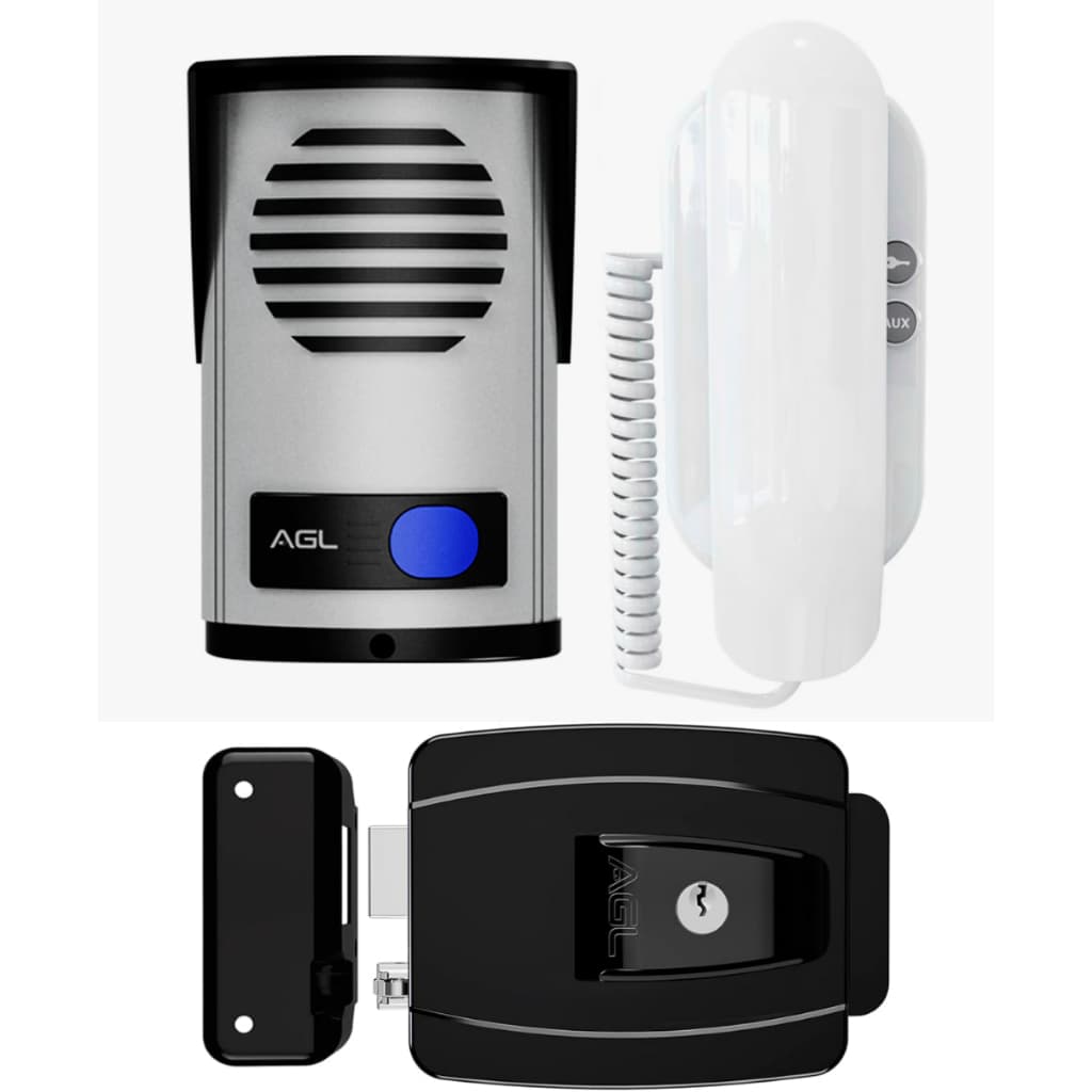 Interfone Porteiro Eletrônico Fechadura AL1OOR Elétrica Agl Cor Cinza