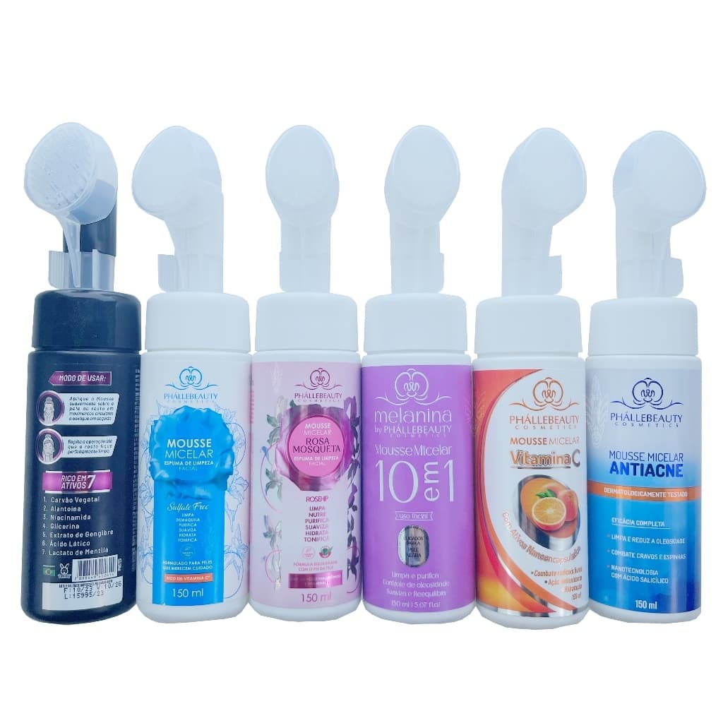 Mousse Micelar Espuma de Limpeza Facial Phallebeauty 150ml cada