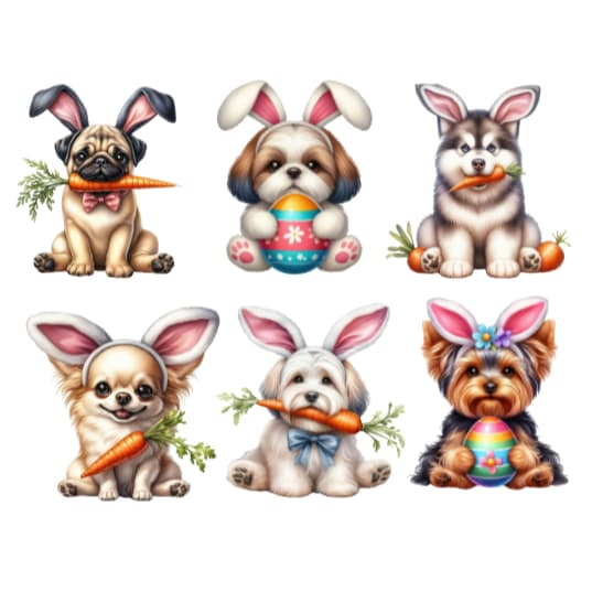 120 apliques pascoa cachorros  para laços e gravatas  pet sem cola