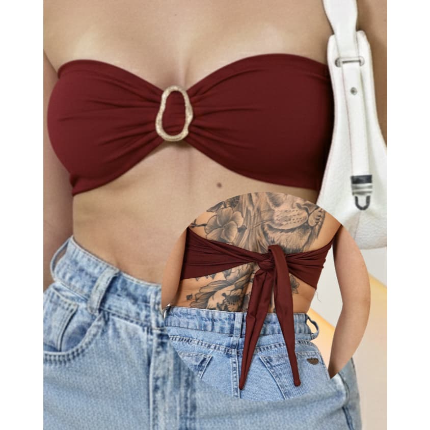 Cropped Top - C/bojo e detalhe em fivela dourada - Tamanho único - Várias cores. c011