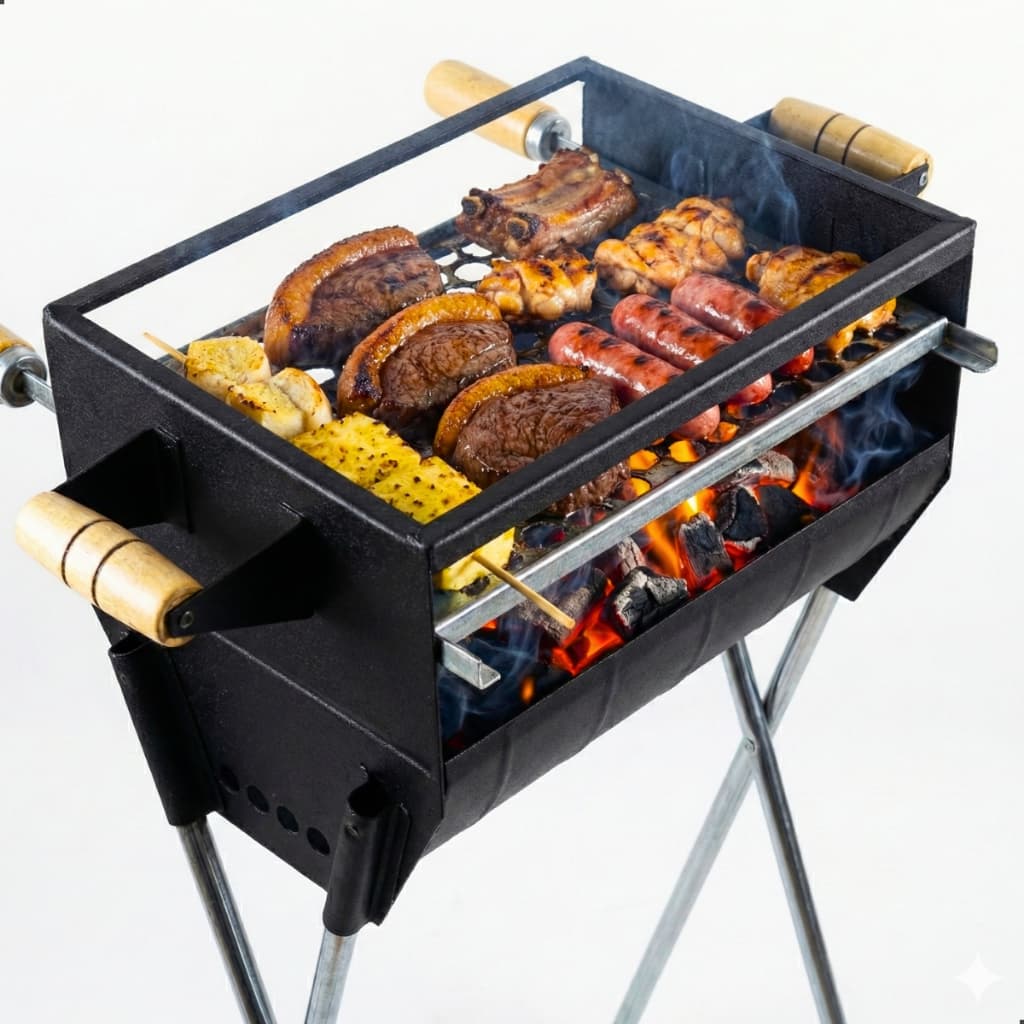 QUEIMA DE ESTOQUE! Churrasqueira a Carvão 83cm Com Grelha Inclusa em Aço Reforçado Espetinho Media