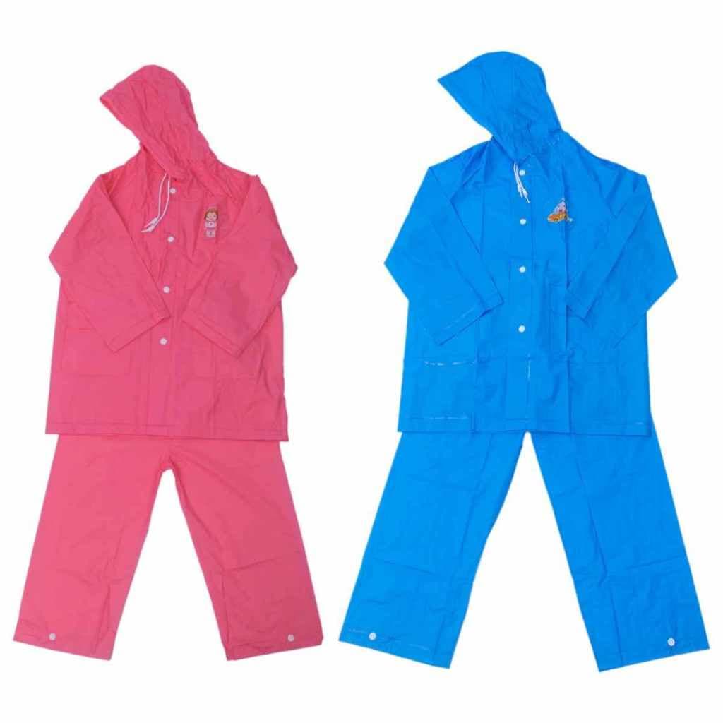 Conjunto Capa De Chuva Infantil Com Capuz Blusa E Calça