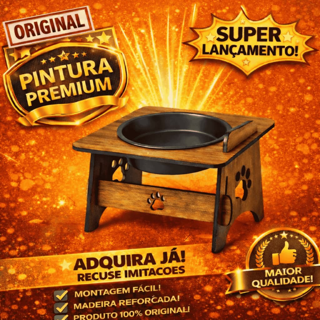 Comedouro Pet Suspenso Individual para Gato e Cachorro com Suporte Elevado