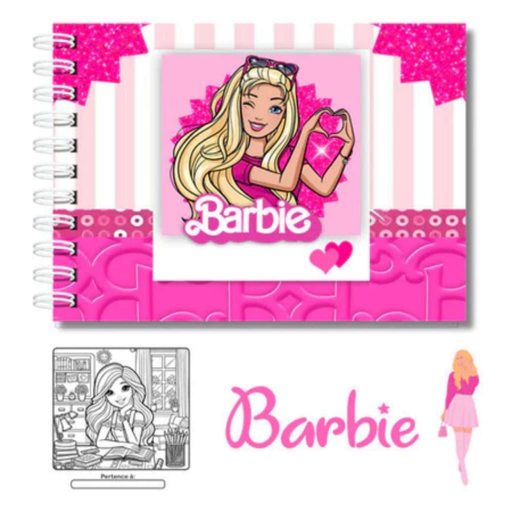 Livro De Colorir Barbie A5 - Capa Dura - Brilhosa - Caderno de Colorir Barbie