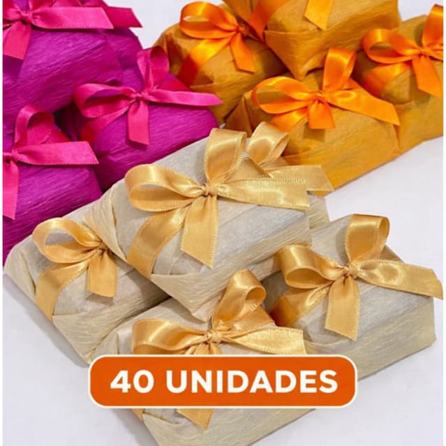 Papel Crepom Celofane Metalizado 15x17cm c/40 – Embalagem Bem Casado, Doces Finos, Casamento Eventos Pão de Mel, Festas