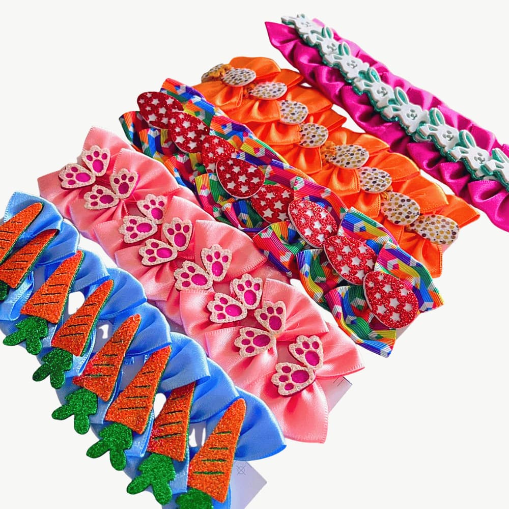 Laços Pet  Kit 64 unidades Pascoa Coelho Cenoura Tamanho G 5cm Lacinho Cachorro Pet