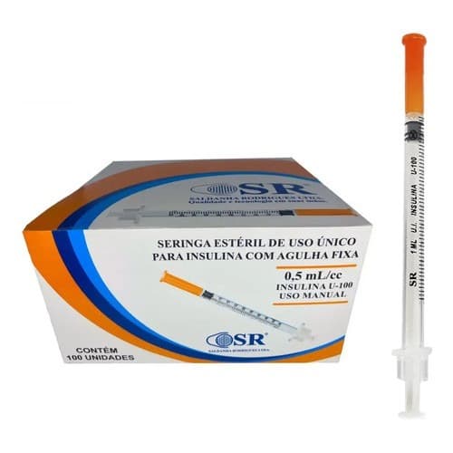 Seringa Insulina C/agulha SR Diabete/Botox 0,5mm 6mm X 25mm U-100 0.5 Ml