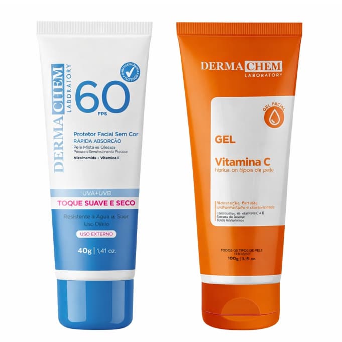 Kit Anti-Idade Dermachem 1 Protetor Solar Fator 60 e 1 Gel Vitamina C - Kit Anti Idade