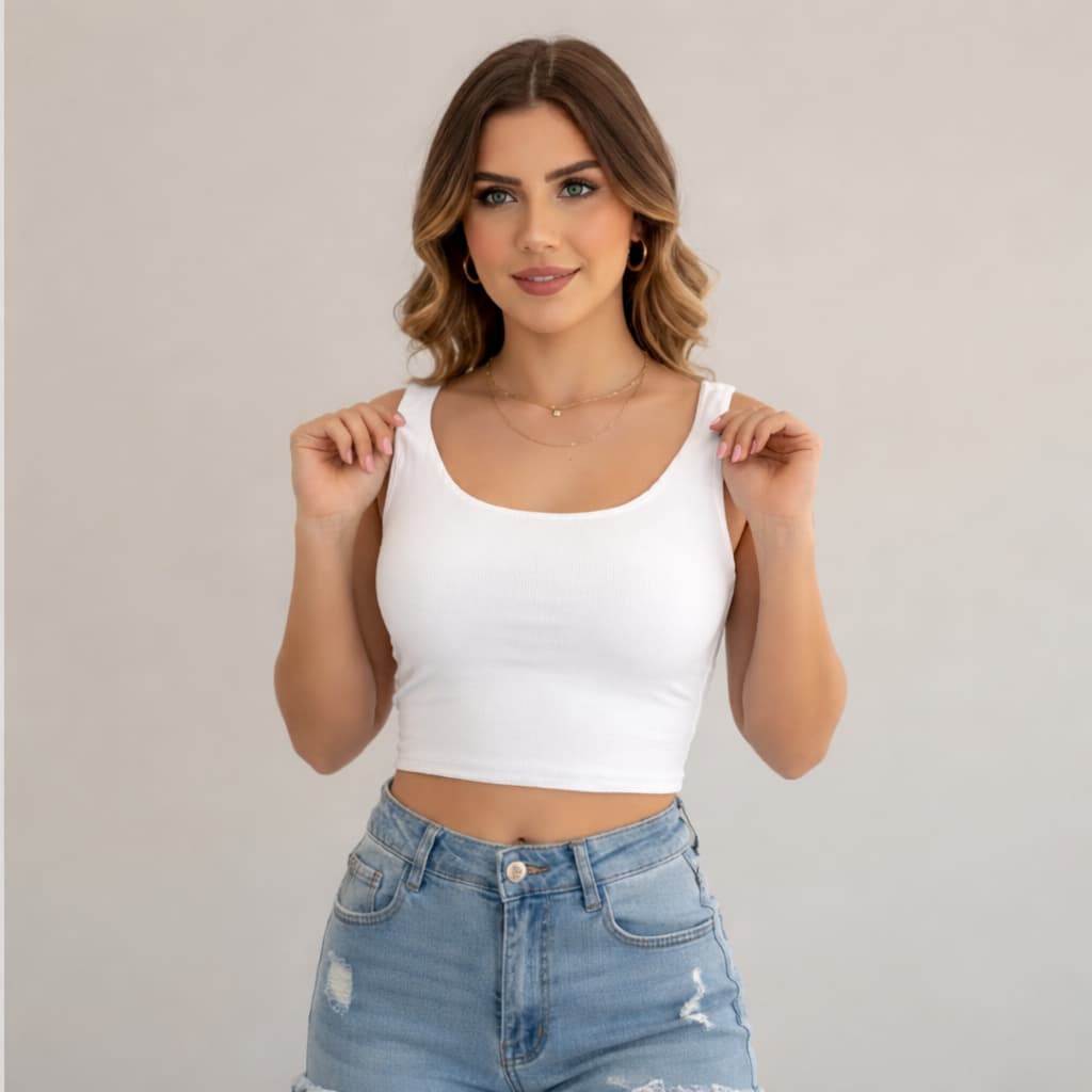 Cropped Feminino Top Bali  Alça Grossa Tecido Suplex Blusinha Fitness Academia