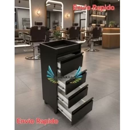 Carrinho auxiliar PRETO COM PUXADOR(PRETO),Gaveteiro PRETO JA ENVIAMOS MONTADO