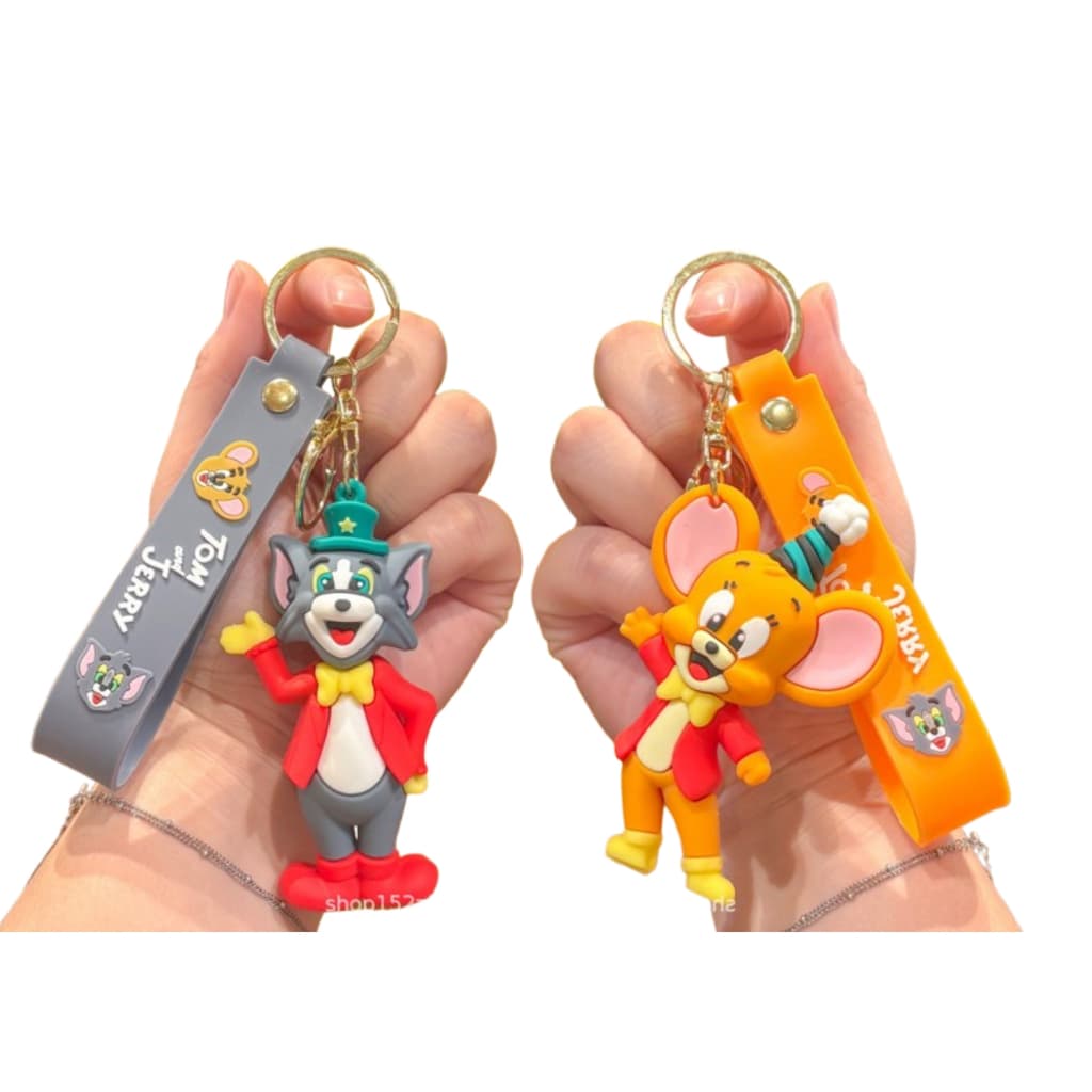 Chaveiro Dupla Tom e Jerry | Personagens Clássicos | Borracha Resistente | Kit Casal ou Amigos
